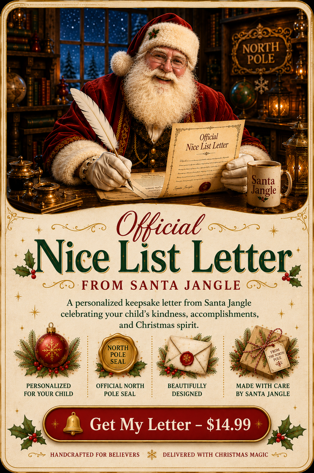 Official Nice List Letter from Santa Jangle